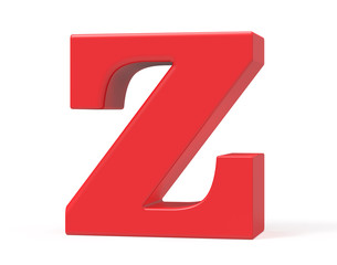 3D render red alphabet Z