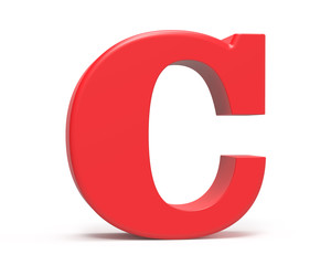 3D render red alphabet C