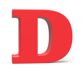 3D render red alphabet D