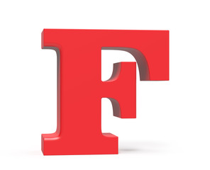 3D render red alphabet F