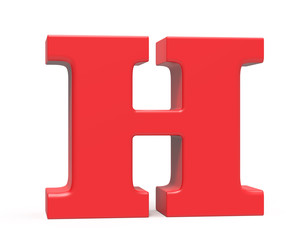 3D render red alphabet H