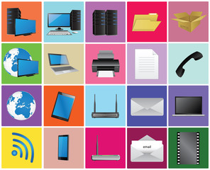 Computer Technology Icon Set, Technology and Business Concept, Vector Illustration EPS 10.