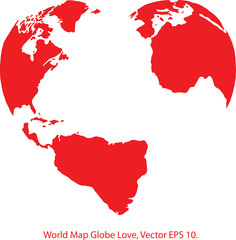 Heart World Map Globe Vector Illustrator, EPS 10.