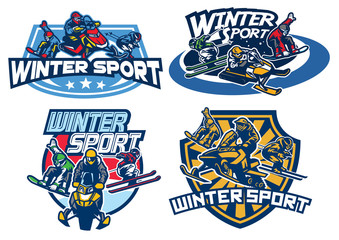 set on winter games badge design