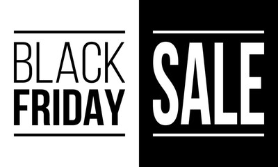 black friday sale, vector black and white promo poster