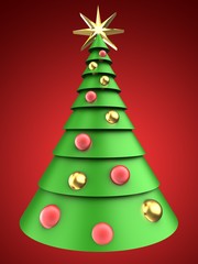 3d christmas tree over red