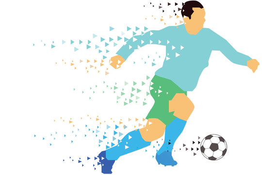 Vector - Soccer player kicks the ball. The colorful vector illustration