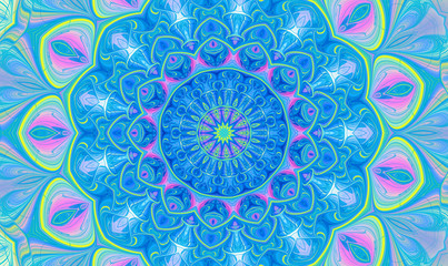 Fototapeta na wymiar fractal illustration of bright background with floral ornament