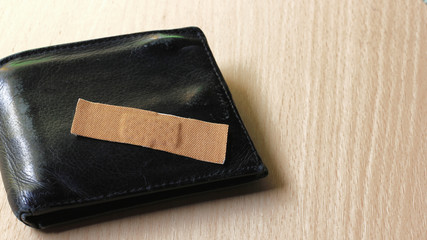 Unhealth wallet or finance concept with copy space