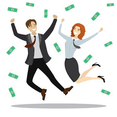 Successful business people are jumping,isolated on white background,