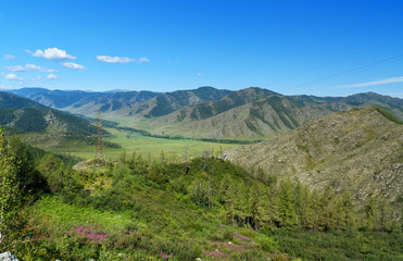 Fototapeta na wymiar View from Mountain pass Chike-Taman. Altai Republic, Russia