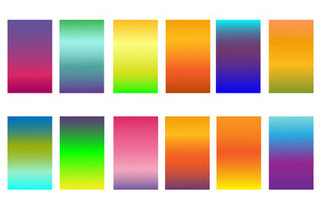 Set soft abstract color gradients background. Bright modern screen design for mobile app and website. Isolated on white background. Vector