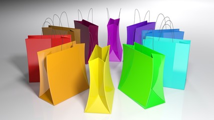 Colored shopping bags - 3D rendering