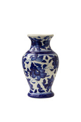 blue ceramic vase isolated on white background