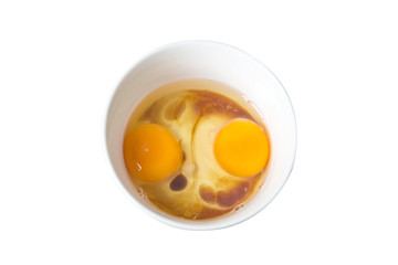 egg in bowl isolated on white background