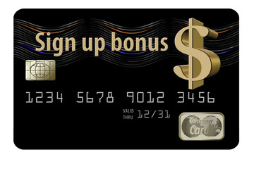 A credit card sign up bonus is the subject of this illustration. Isolated on white background