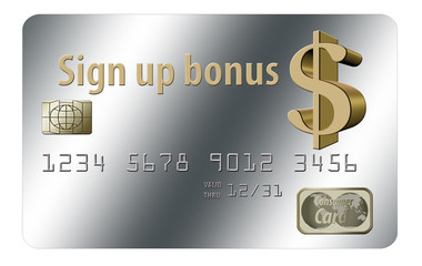 A credit card sign up bonus is the subject of this illustration. Isolated on white background
