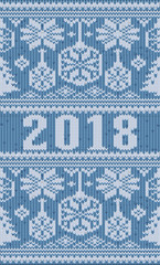 Merry Christmas knitted banner, New 2018 Year , vector illustration