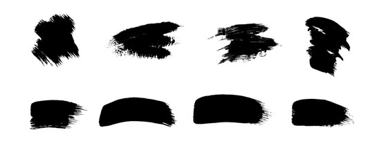 Vector set of grunge brush strokes. Artistic design element.