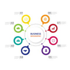 Modern infographics process  with connected , icons and text for 8 steps.