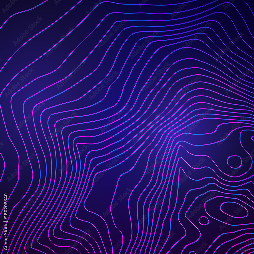 Poster Topographic map colorful abstract background with contour lines