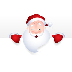 Vector illustration of Santa Claus cartoon character emotion cheerful for a blank sign, web header page.