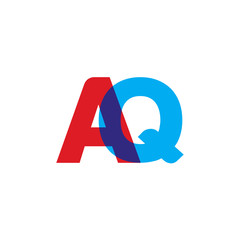 Initial letter AQ, overlapping transparent uppercase logo, modern red blue color