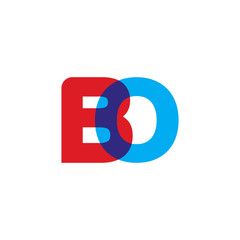 Initial letter BO, overlapping transparent uppercase logo, modern red blue color