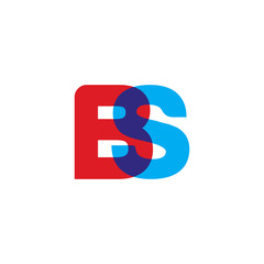 Initial letter BS, overlapping transparent uppercase logo, modern red blue color