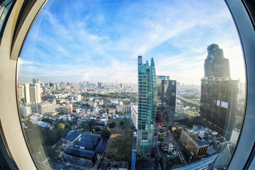 Fototapeta na wymiar Bangkok cityscape fisheye view 