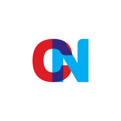 Fototapeta premium Initial letter CN, overlapping transparent uppercase logo, modern red blue color
