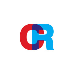 Initial letter CR, overlapping transparent uppercase logo, modern red blue color