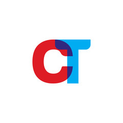 Fototapeta na wymiar Initial letter CT, overlapping transparent uppercase logo, modern red blue color