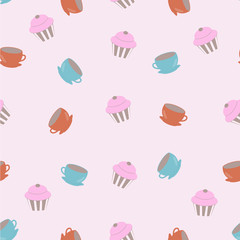 pattern with cups and cupkakes
