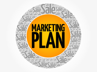 MARKETING PLAN word cloud collage, business concept background