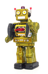 metalic robobot toy standing