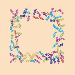 Sale Banner Confetti. Vector Falling Discount Prices -10, -20, -30, -40, -50, -70, -90 Sticker. Holidays Shopping Promotion Ads. Rebate Badge, Price Discount Cool Sale Banner, Border or Frame