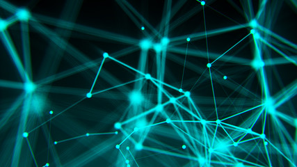 Abstract connection dots. Technology background. Digital drawing blue theme. Network concept 3d rendered