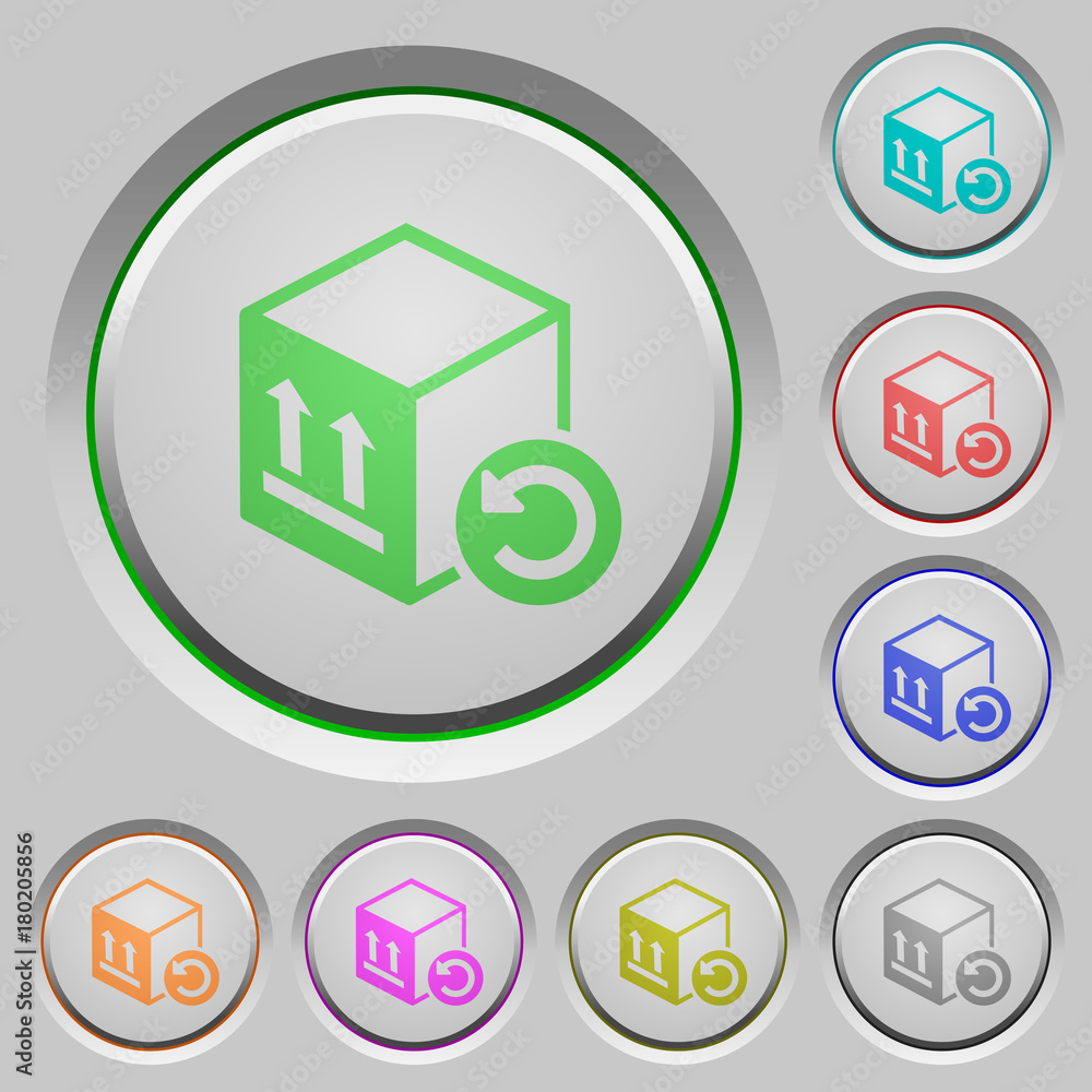 Poster package return push buttons