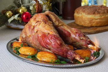 lamb meat roasted with potatoes
