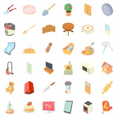 Appliance icons set, cartoon style