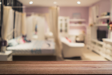 Abstract blurred image of bedroom interior background