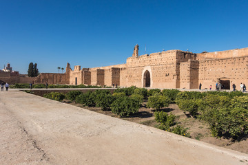 Fototapeta premium Gardens at El Badi Palace, Marrakech, Morocco