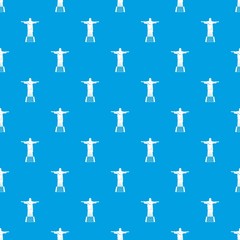 The Christ the Redeemer statue pattern seamless blue