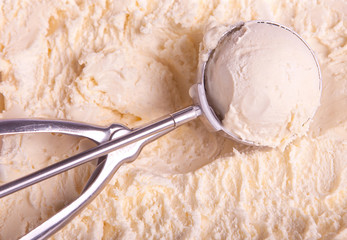 Vanilla ice cream and scoop