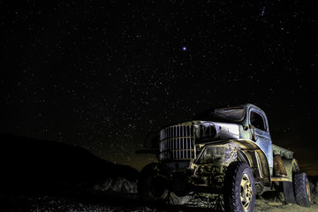 Fototapeta na wymiar Rusty Old Truck Night Shot