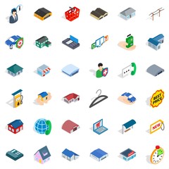 House icons set, isometric style