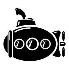 Submarine funny icon, simple black style