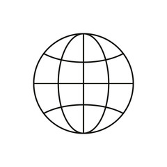 Globe icon, outline Earth icon