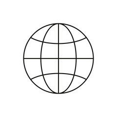 Globe icon, outline Earth icon